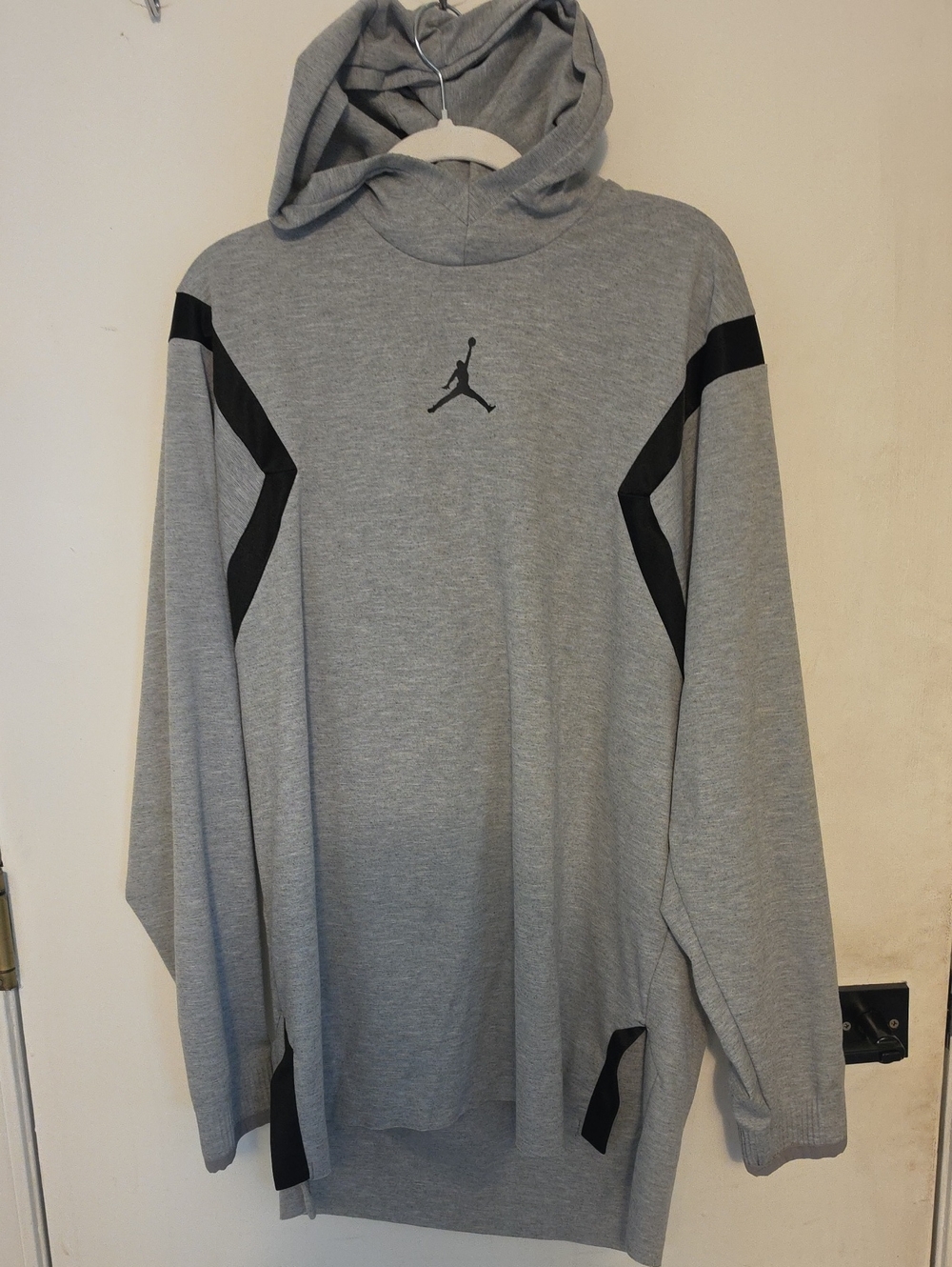 Jordan Grey Hoodie with Black Chevron Accents